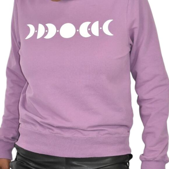 Wildfox Moon Phases Sweatshirt Purple White Graphic Celestial Crewneck Medium - Picture 8 of 13